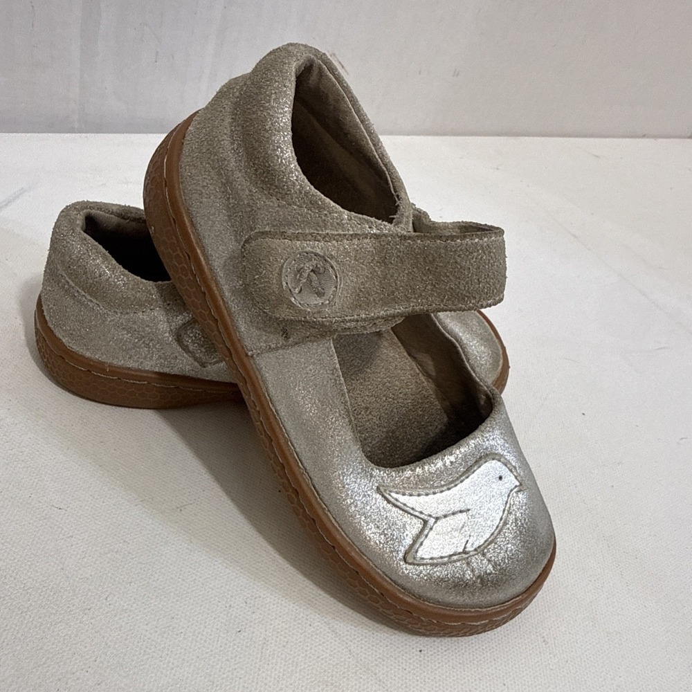 Livie & Luca Pio Silver Bird Appliqué Leather Adjustable Mary Jane Shoes Size 9